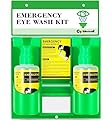 CGOLDENWALL Emergency Eye Wash Station Portable Eyewash Station Wall Mounted Eye Wash Kit, OSHA Approved Double 16.9oz Eye Wash Bottles for First Aid (EMPTY Bottles)