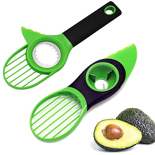 2 Cortadora de aguacate,Herramienta de corte de aguacate 3 en 1 con mango de agarre cómodo,Cuchillo multifuncional libre de BPA, Funciona como Splitter Slicer adecuado para el aguacate Kiwi Fruit Cover