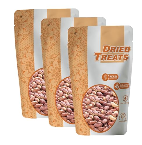 Image of Dried Treats Peanut Raw 750 Grams (250 Grams X 3) - High Protein Kacchi Moongfali for Weight Loss, Diet Plans, and Healthy Indian Meals | Singdana Best for Chutney, Poha, Chaat & Ghar Ka Khana | Also Good For Vrat or Fasting during Navratri, Shivratri, Ekadashi | Diet Food | Raw Groundnut | Peanut Kernels for Dietry Fibre | Desi Kacchi Moongfali