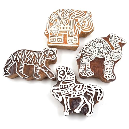 Image of RENIQ Wooden Printing Block for Fabric & DIY Craft | Handcrafted Indian Design Stamp for Textile, Pottery, Mehndi & Home Decor (Multicolor23)