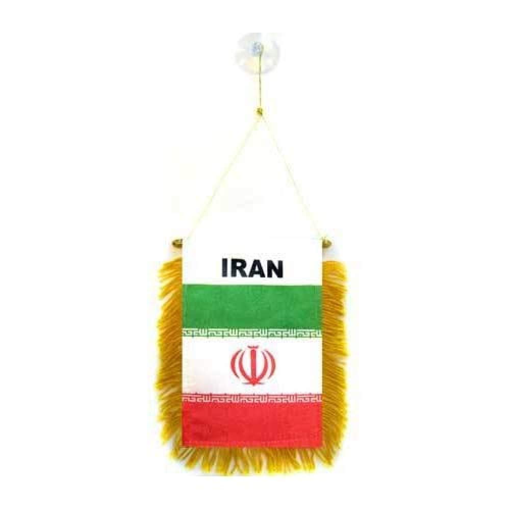 AZ FLAG, Iran Mini Banner, 6'' x 4'', 100% Polyester Iranian, Persian Small Pennant for Car