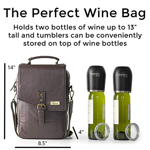 tilvini Insulated Leather Wine Bag