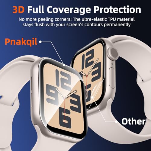 Pnakqil 8 Stück für Apple Watch Series SE2/SE/6/5/4 40mm Schutzfolie,Panzer Schutz Glas für Apple Watch 40mm Displayschutz Flexible TPU,Weich HD Anti-Staub Folie Displayfolie Einfache Installation
