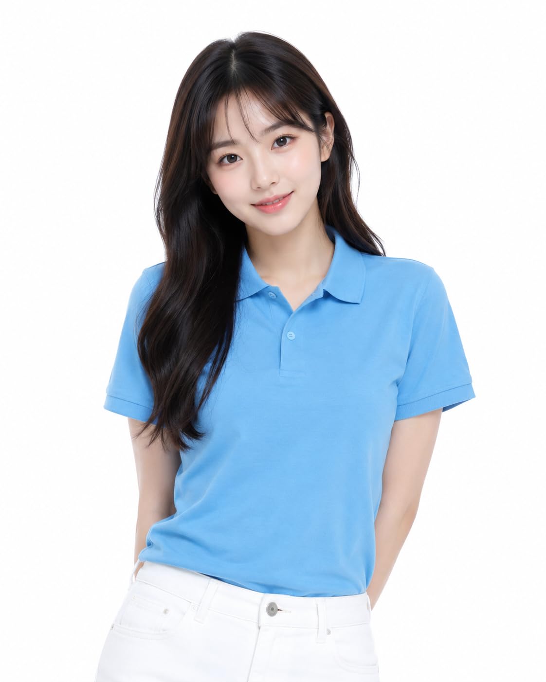 attitude start of fashion Solid Women Polo Neck Grey T-Shirt (G-Light Blue Polo L)-picture-37