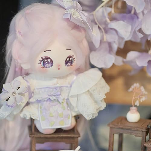 Miniatura 6 de niannyyhouse Muñeca de felpa de 7.9 in de pelo largo para niña, cuerpo de peluche humanoide sin atributo, 8 pulgadas, cuerpo normal, ropa de vestir,