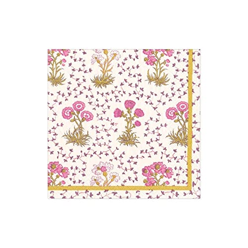 Caspari Semis de Fleurs Paper Party Cocktail Napkins in Pink, 20 Per Package