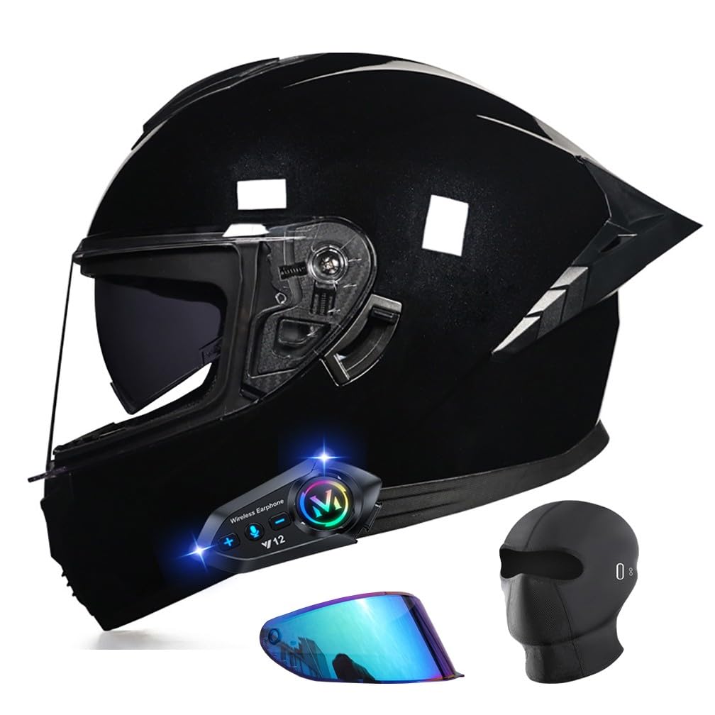 URYWTXY Motorbike Full Face Bluetooth Helmets, Adults Men Women ECE Approved Motorcycle Helmet Cool Rider Equipment, Lightweight Street Racing Touring Bike Rider Crash Helmets