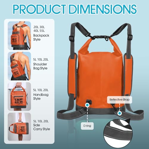 Image of MORXPLOR Dry Bag Waterproof,5L /10L /20L /30L /40L /55L Roll Top Dry Bag Backpack with WaterProof Phone Case for Swim,Kayak