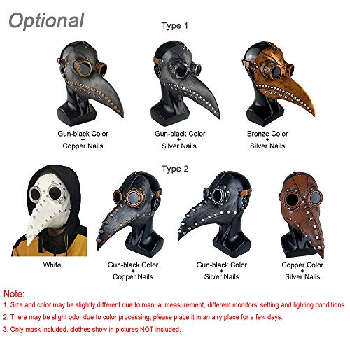 Extaum Máscara de Halloween, Peste Negra, Idade Média - Preto