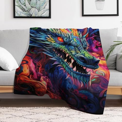 Manta de dragón de forro polar franela suave y cálida para sofá 100x130 cm 3