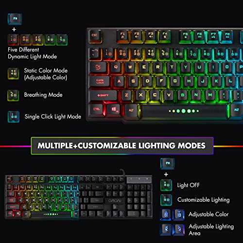 Chonchow Wired Gaming Keyboard For Mac Pc Ps5 Ps4 Xbox One Gamers, Rgb Backlit Led Mechanical Feel Keyboard With Multimedia Keys Number Pad, 104 Keys Usb Desktop Computer Windows Keyboard (Black) #TOP2