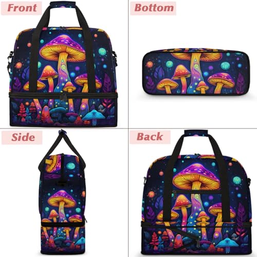 Large Weekender Overnight Bags Colorful Galaxy Mushroom Travel Duffel Bag for Women Men Gym Bag With Shoe Compartment Foldie Travel Tote Bag Carry On Personal Item Bag for Travel Gym Sports3