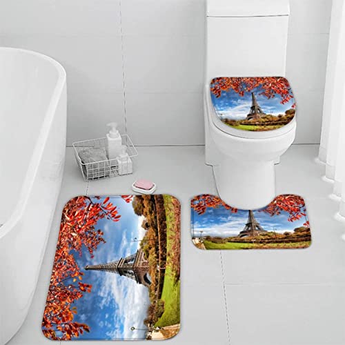 Badematten Set 3D 40x60 Eiffelturm absorbierend 3-teiliges Badezimmerteppich-Set maschinenwaschbare weich badteppich…