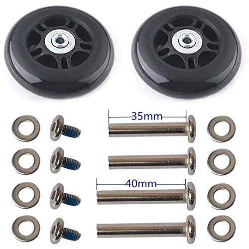 Ersatz Rollen für Koffer - Gummi Räder für Trolley Samsonite Hartschalenkoffer Mit Kugellager - Reparatur Set (68*6*24mm Achsenlänge: 35mm und 40mm)