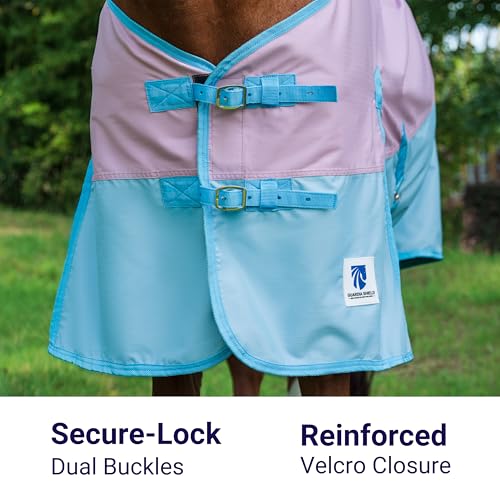 Horse Turnout Rain Sheet | 600 Denier Ripstop Turnout Blanket No Fill (0g) | Waterproof Lightweight Breathable | Tear-Resistant Outer & Rub-Free Silky Inner | Pink/Blue - 72 in - Image 3