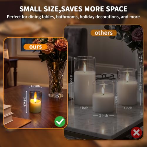 Image of Rechargeable Flameless Candles with Timer Remote | 1.7 inchx2.6 inch Clear Acrylic LED Tea Lights Candles,Small Votive Electric LED Candles for Home Wedding Holiday Decor Gray(6 Pack)