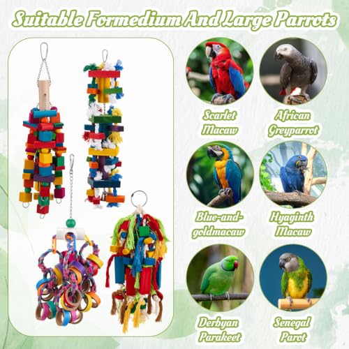 Image of Seenelling 4 Pcs Extra Large Bird Toys for Parrots, Mixed