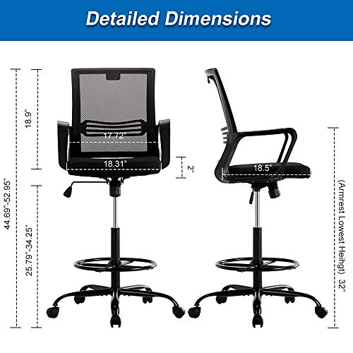 image for SMUGCHAIR Drafting Chair Tall Office Chair for Standing Desk Drafting 