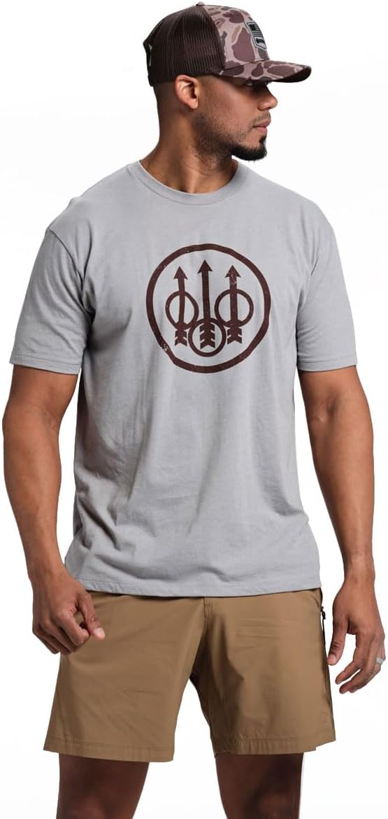 Beretta Men's Trident Logo Print Durable Comfortable Fit Ribbed Crew Neck Short Sleeve Active T-Shirt with Double-Needle Hem - Image 2