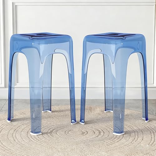 Set de 2 Butacos de Barra Acrílicos Transparentes GRIPITHPY, Modernos sin Respaldo, 18" de Alto, Azules miniatura 1
