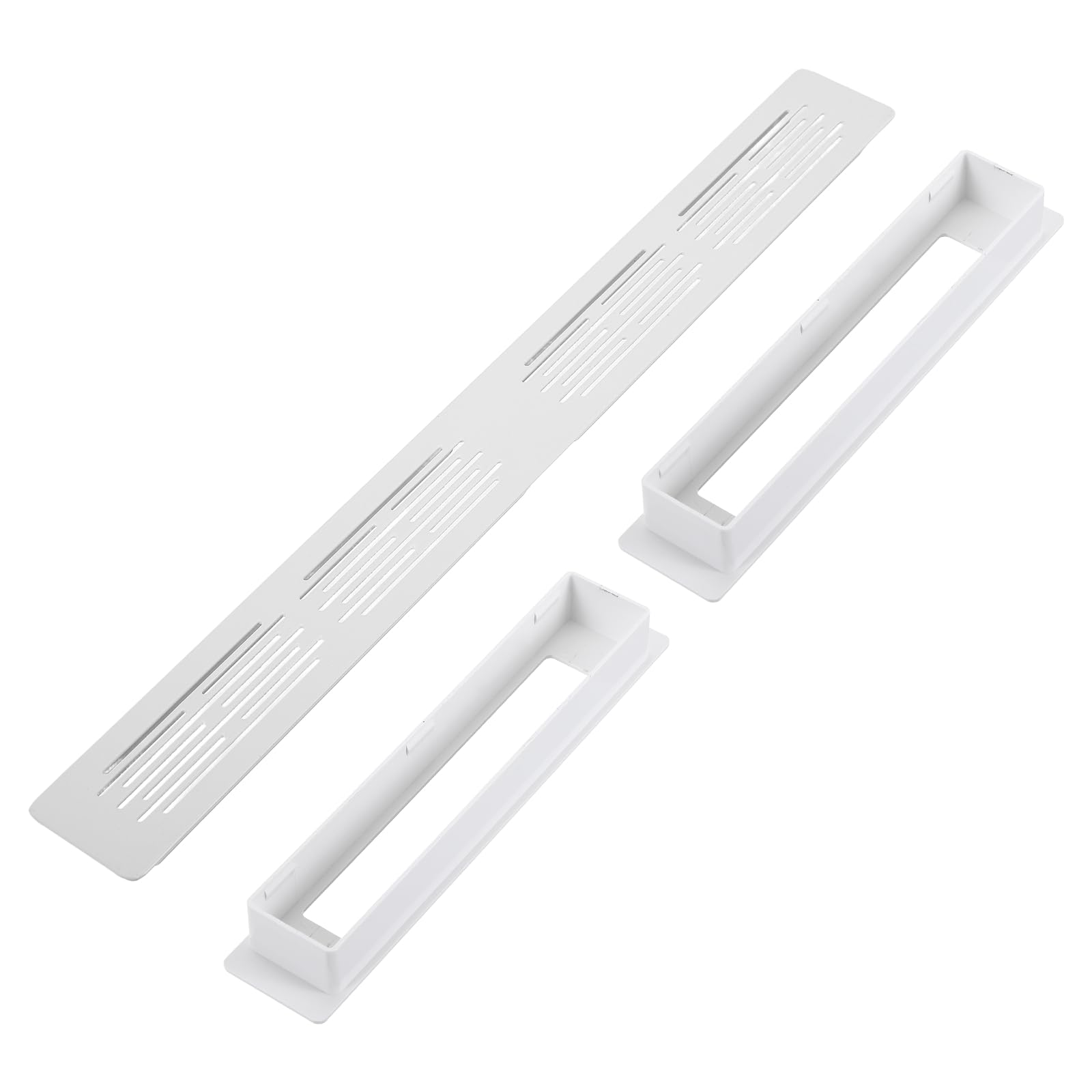 sourcing map Door Vent Covers, 13.1 x 1.3 Inch (L x W) Two Sided Ventilation Grille Rust-Proof Aluminum Grille for Cabinet Kitchen Bathroom Bedroom(Openings 12.4 x 1.1 Inch),White