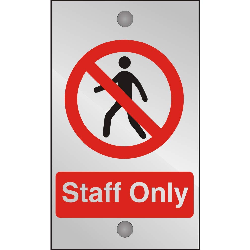Warning Sign Staff Only Adhesive Acrylic 20 x 12 cm