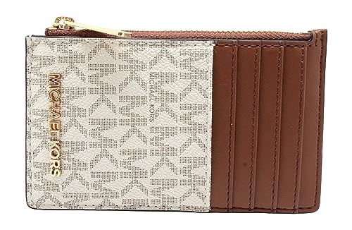 Michael Kors Jet Set Travel Top Zip Card Case Carteira Bolsa de Moedas Baunilha, Marrom, Viagem Jet Set