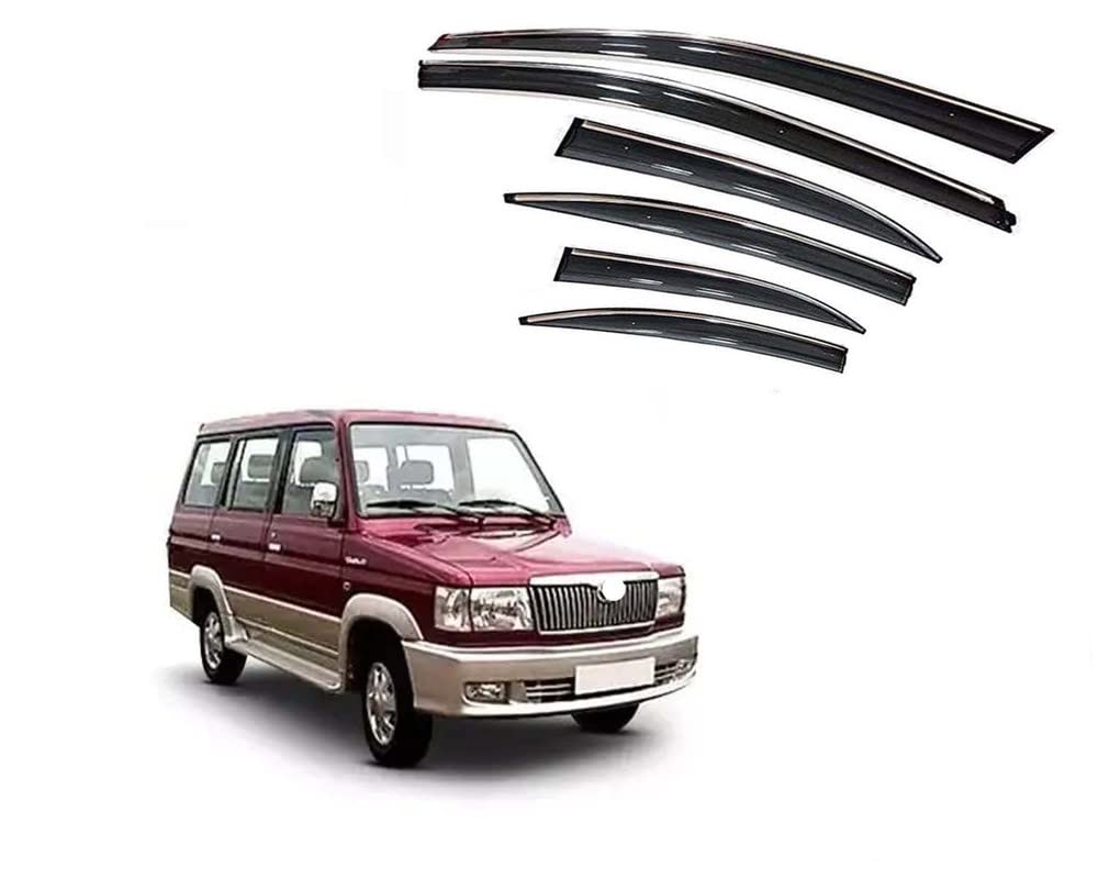 Chromeline Silverline Door Rain Visor Wind Deflector Compatible for Toyota Qualis Set of 6 Pieces