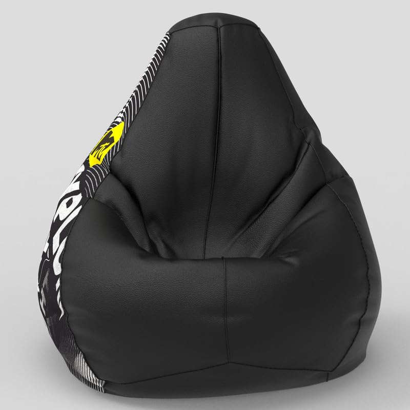 Image of Biggie Bean Bag 3XL Bean Bag Chair with Beans Filled-Perfect for Living Room,Bedroom,Study-Sale Design(Printed - MTTVV-MTTVV Artwork-15 - Black)-Faux Leather