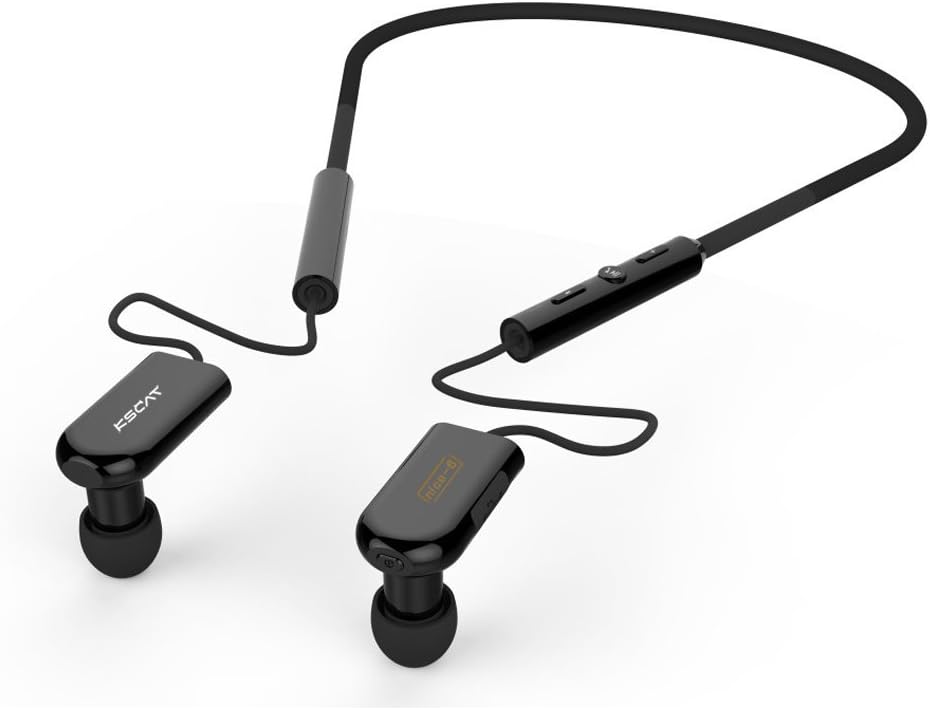 KSCAT Bluetooth V4.1 Headphones Sport Stereo Earphones In-Ear Noise Cancelling Sweatproof Headset for Running with Mic Black