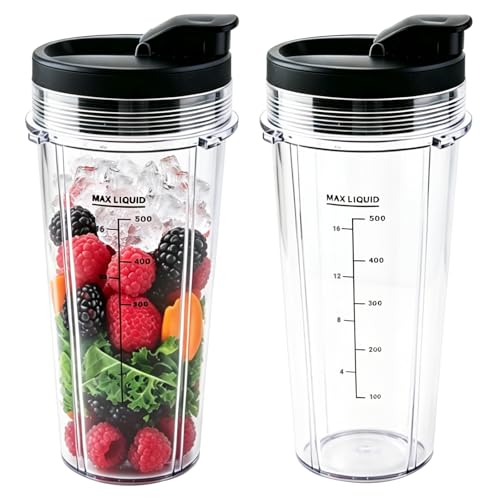 BN301 BN300 20 OZ Smoothie Blender Replacement Cups for Ninja Nutri-Blender Plus, 2 Pack Portable Jars for Personal Blender