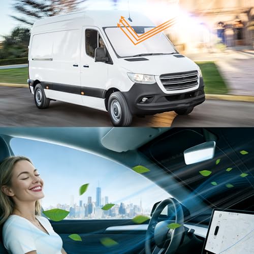 Image of Windshield Sun Shade for 2007-2024 2025 Sprinter | Foldable, Full covered for windshield, Block UV Rays, Heat Reduction, Easy to install, Keeps Car Cooler