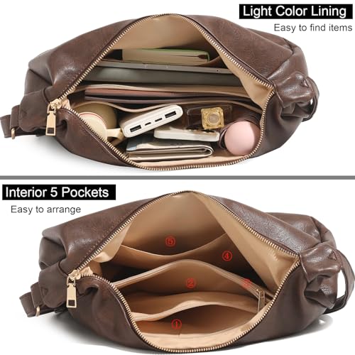 NIUEIMEE ZHOU Hobo Bags for Women Foldable Vegan Leather Shoulder Handbag Slouchy Tote Crossbody Purses4