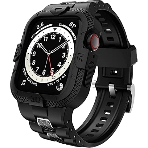 GELISHI Bands Compatible for Apple Watch Band 41mm 40mm 38mm, Men Sport Rugged Band with Protective Case for Watch Series 9 8 7/Series 6 SE 5 4 3, Black Cover