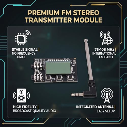 Módulo transmisor estéreo FM Jectse de 76 a 108 MHz con antena para audio 5