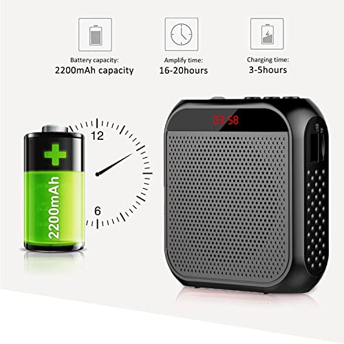 Amplificador de Voz Portátil,Amplificador de Voz Recarregável 2200mAh para Professores,Pequeno Ampli