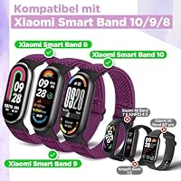 Bcuckood Elastisches Armband Kompatibel mit Xiaomi Smart Band 10/9/8 Damen Herren, dehnbares Uhrenarmband weiches elastisches Nylon Ersatzarmband für Xiaomi Mi Band 10/9/8, 3 Stück – Ansicht 2