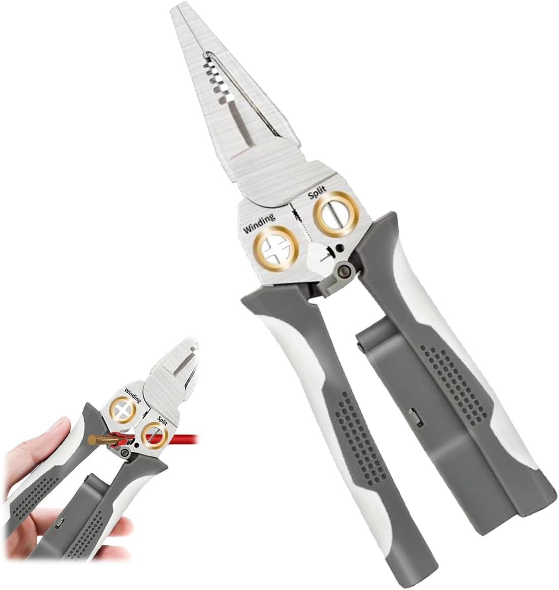 8 IN 1 Wire Strippers Twister with Electricity Measurement Function,Multifunctional Wire Stripping Pliers for Cutting and Pulling Wires Cable Scissors,Scraping and Pressing with Voltage Test (Green)