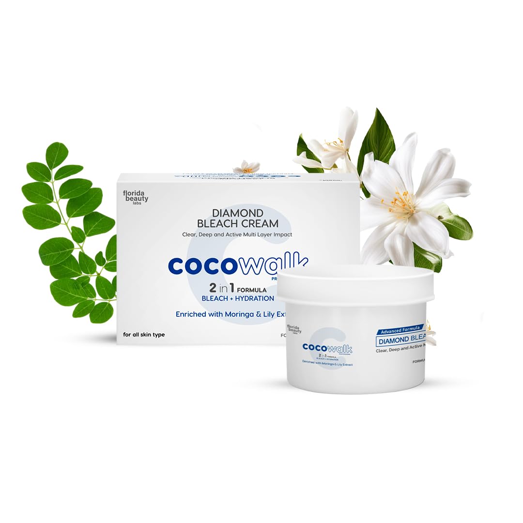 Cocowalk Professional Diamond Bleach - 50gm | Suitable for All Skin Types | 2in1 Formula Bleach + Hydration | Enriched with Moringa & Lily Extract