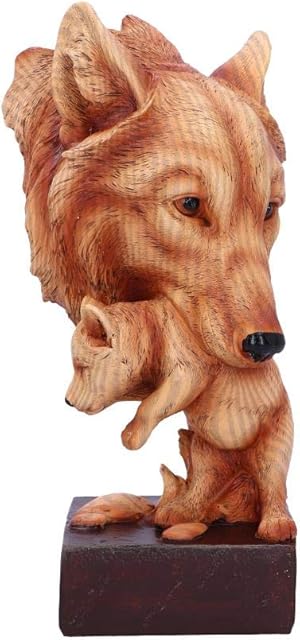 Nemesis Now H5034R0 Natural Protection Wolf Mother and Cub Wood Effect Bust, Polyresin, One Size