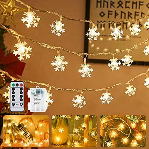 Lightsgo® Batteriebetriebene LED-Lichterkette Mit Schneeflocken – 4 M, 40 LEDs, Warmweiß