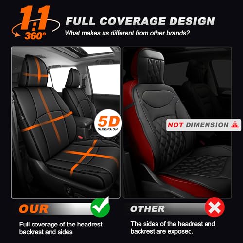 Image of AOMSAZTO Custom Seat Covers for Toyota 4runner: 7 Seats 2011 2012 2013 2014 2015 2016 2017 2018 2019 2020 2021 2022 2023 2024 Leather Car Seats Cover Full Set Black for 4 Runner 7 Seaters
