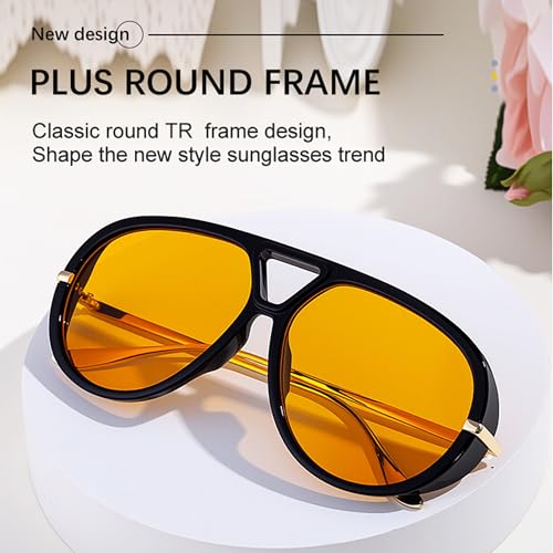 Trendy Oversized Aviator Sunglasses for Women Men Retro Big Large Shield Sun Glasses Vintage Shades4