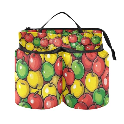 Image of Luggage Cup Holder for Suitcases Free Hands Suitcase Cup Holder Travel Luggage Drink Holder Portable Luggage Cup Caddy Bag Carrier with Handle Apples Colorful