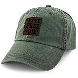 Chowdaheadz Live Free or Die Leather Patch Washed Dad Hat Dark Green