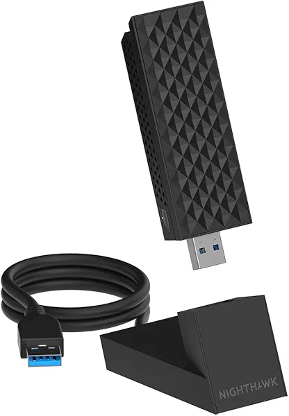 NETGEAR Nighthawk WiFi 7 USB 3.0 Adapter (A9000) – BE6500 Tri-Band Wireless Gigabit Speed (Up to 6.5 Gbps) – 6 GHz Band – Works with Any Router or Mesh System – for Windows 11 PC
