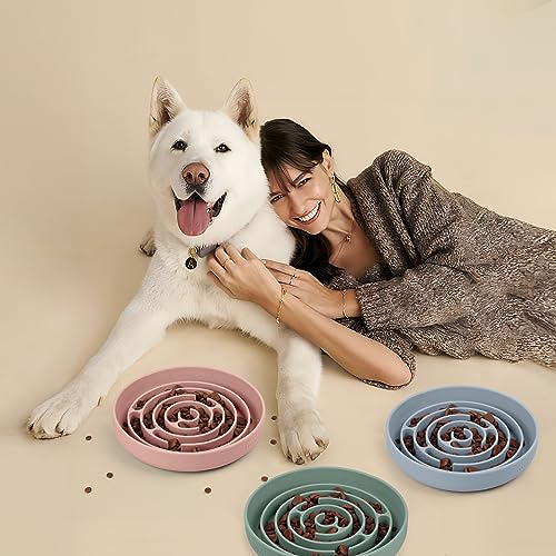 Coomazy Antischlingnapf Hunde Ø 20 cm Silikon Hundenapf mit Saugnapf Langsam Fressen Futternapf für Kleine bis Mittel Große Hunde(Grün)