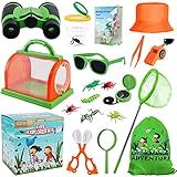 GINMIC Kids Explorer Kit & Bug Catching Kit, 7/11/15 Pcs Outdoor Exploration Kit for Kids Camping with Binoculars, Adventure Toy Gift for 3-12 Years Old Boys Girls (19 Pcs Outdoor Exploration Kit)