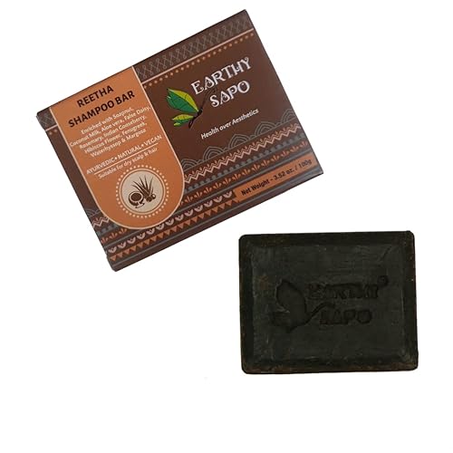 Reetha - Barra de champú para cabello seco (Reetha, Aloevera y leche de coco) 3.52 oz 100 g (paquete de 1)