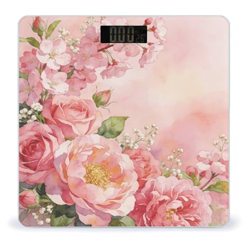 Báscula Digital Corporal Floral Rosa, Precisa, Hasta 180 kg miniatura 1